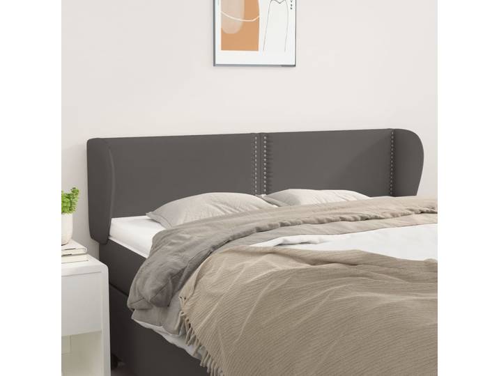 vidaXL Kopfteil mit Ohren Grau 147x23x78/88 cm Kunstleder