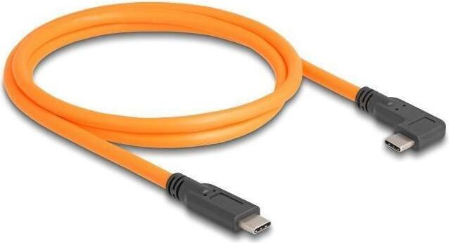 Delock USB Type-C naar USB Type-C kabel, 5 Gbps, 90 graden geknikt, oranje, 1 meter