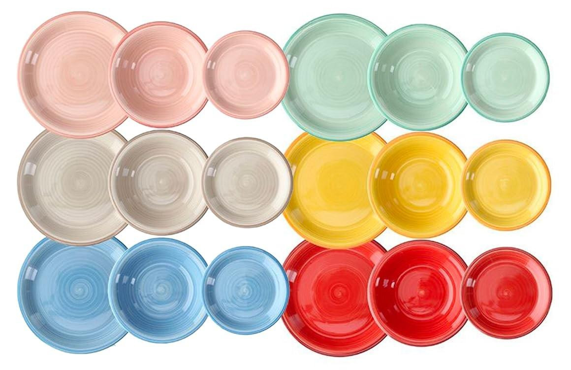 18-delige porseleinen servies set in multikleur