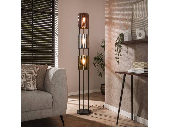 ZIJLSTRA Stehlampe Lucente Tricolore, schwarz, für Wohn- / Esszimmer, Metall, Modern