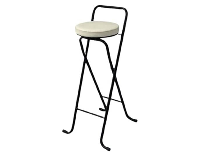 Hocker Klappbar Barhocker Klappbarer Küchenbarstuhl mit PU-Kissen for die Innenküchenparty(Blacktube Whiteseat)