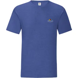 Fruit of the Loom Iconic 150 T-Shirt mit Vintage-Logo auf der Brust, retro royalblau meliert - Vintage-Logo klein, 2XL