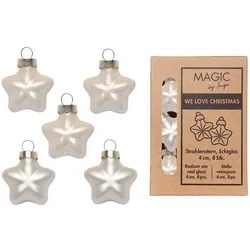 8 Glassterne 4cm Christbaumschmuck Weihnachtskugeln Weihnachtsbaumschmuck creme