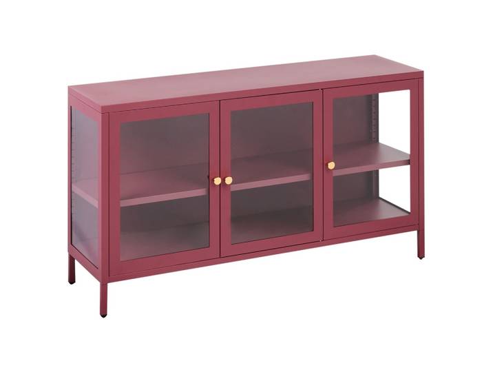 SIDEBOARD mit Glastüren Metall 115 cm Dunkelrot Newport