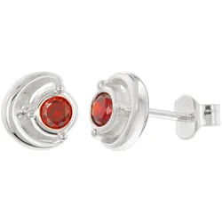trendor 21422-16 Damen Ohrringe 925 Silber Ohrstecker Zirkonia Granatrot