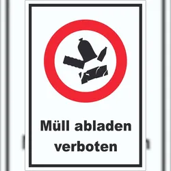 HB-Druck Müll abladen verboten Symbol Aufkleber A2 (420x594mm)