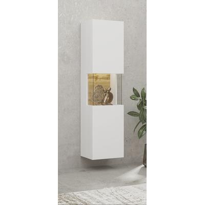 Vitrine HOME AFFAIRE "Ava, Breite 36 cm, hängend und stehend montierbar", weiß (weiß, eichefarben votan), B:35,7cm H:140cm T:29,5cm, Schränke, Vitrine, moderne grifflose Vitrine, Hochschrank mit Eckverglasung