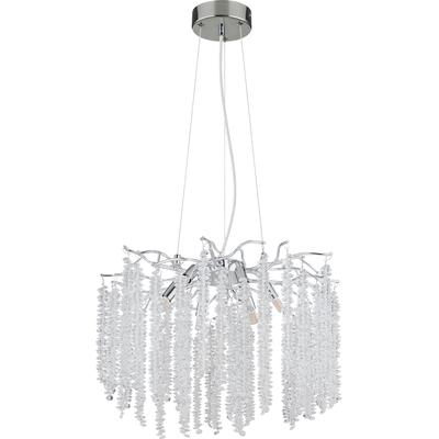 GLOBO LIGHTING Hängeleuchte "LAVERNE", silber (verchromt), 6, Ø 50cm H: 120cm, 1 Stk., Leuchten, Kristall Luster chrom, G9 Fassung, luxuriös, höhenverstellbar, Hängeleuchte