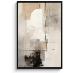POSTER MIT RAHMEN Abstrakt - Kunst - Grau Bilderleiste 80x120 cm
