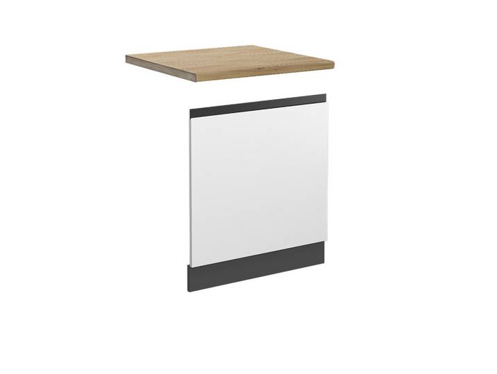 Vicco Frontblende R-Line Weiß 60 cm J-Shape, AP Eiche, Weiß, Anthrazit, Holzwerkstoff, Rechteckig, 60x57.2x60 cm, Küchen, Küchenmöbel, Küchenschränke, Küchenunterschrank