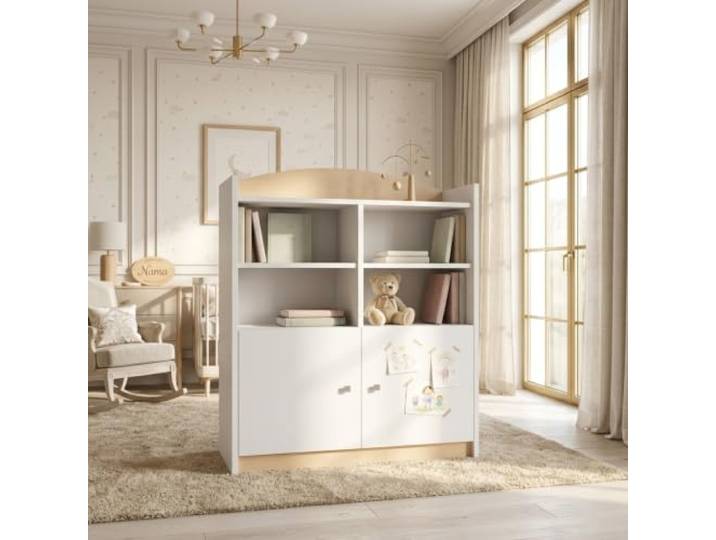 Happy Babies Niedriges Kinderregal Birne für Kinderzimmer, Standregal für Spielzeug und Bücher ohne Motiv, Aufbewahrungsregal Jugendzimmer