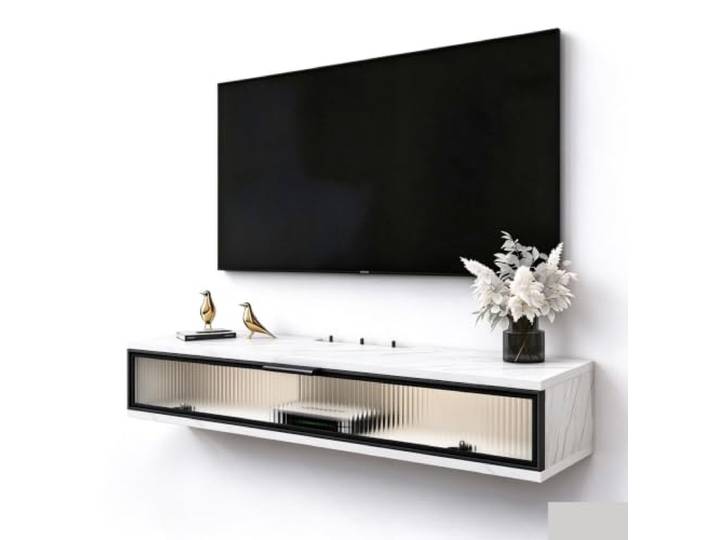 Luercher Wandmontierter schwebender TV-Ständer, Medienkonsole Wandhängender for Wohnzimmer und Schlafzimmer(80cm)