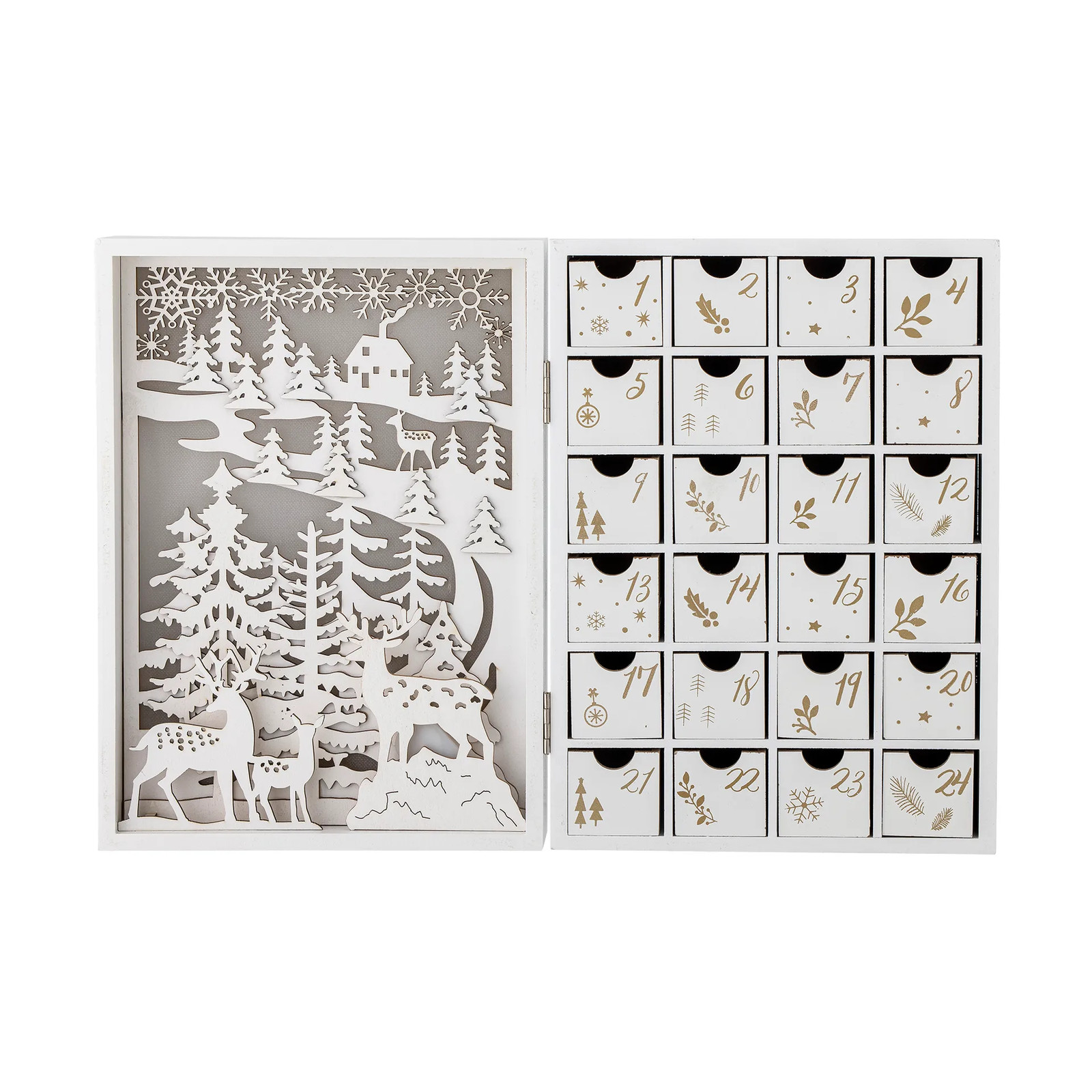 Bloomingville Elimar adventskalender met verlichting Wit