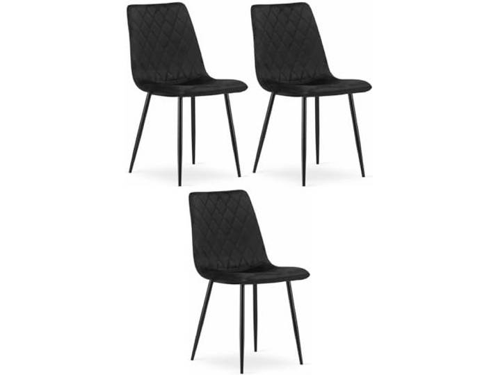 NMK HOME Stuhl 3er Set Metall Samt Schwarz Esszimmer Komfort Samtstoff, langlebig, Küche, Büro, minimalistisches Design, stabil, gepolsterter Sitz, ergonomisch, Esszimmerstuhl