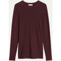 Geripptes Langarmshirt Braun M