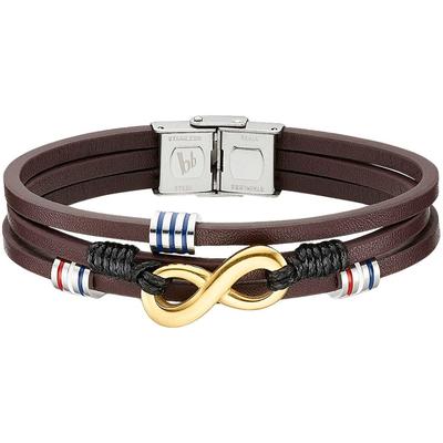 Lederarmband BRUNO BANANI "Schmuck", bunt (edelstahlfarben, gelbgoldfarben, braun, rot, blau, weiß), Armbänder, Damen, 21cm, Edelstahl Leder, Edelstahl, Leder, Lederarmband