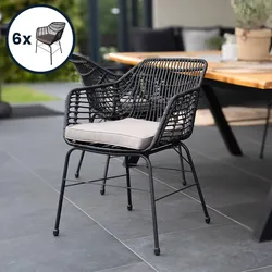 HOME DELUXE Gartenstuhl inkl. Sitzkissen TARA - 6er Set