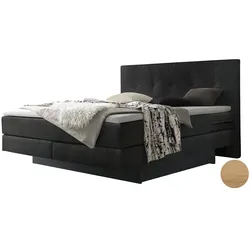 Hasena »Miami« Boxspringbett inkl. Stauraum 160x200 cm / Weiss deckend, lackiert / Kul smoke / medium