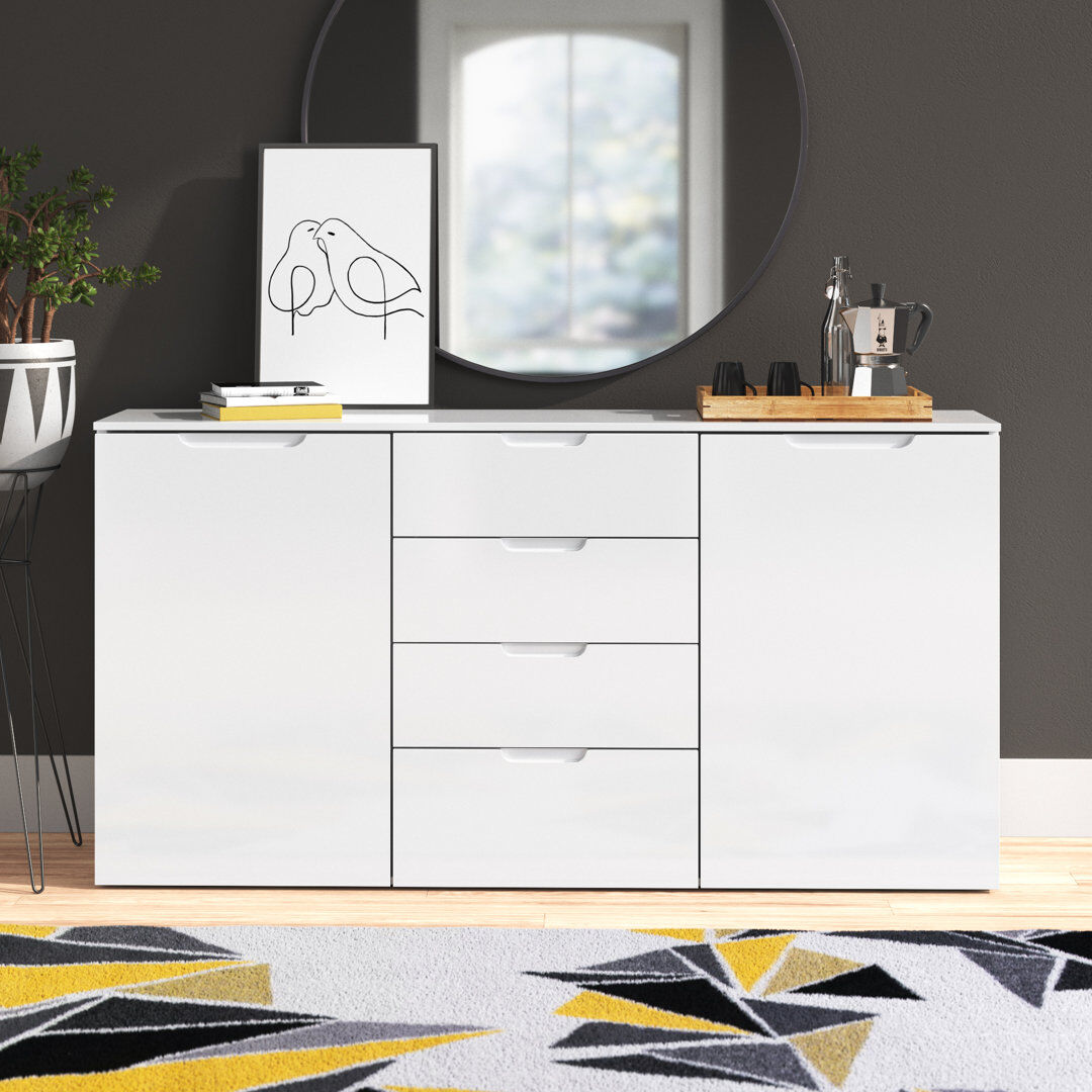 Hashtag Home Warnick Sideboard White 84.9cm H X 164.6cm W X 34.1cm D