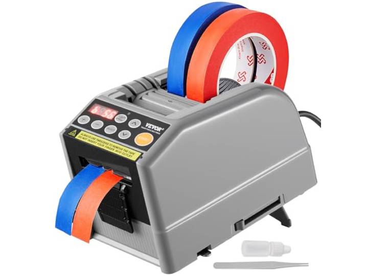 VEVOR Distributeur Automatique de Ruban Adhésif Coupe-Ruban Électrique 25 W pour Bureaux\, Maisons\, Magasins et Industries\, Largeur de Ruban 6-60 mm\, Longueur Réglable 5-999 mm\, Affichage Numérique
