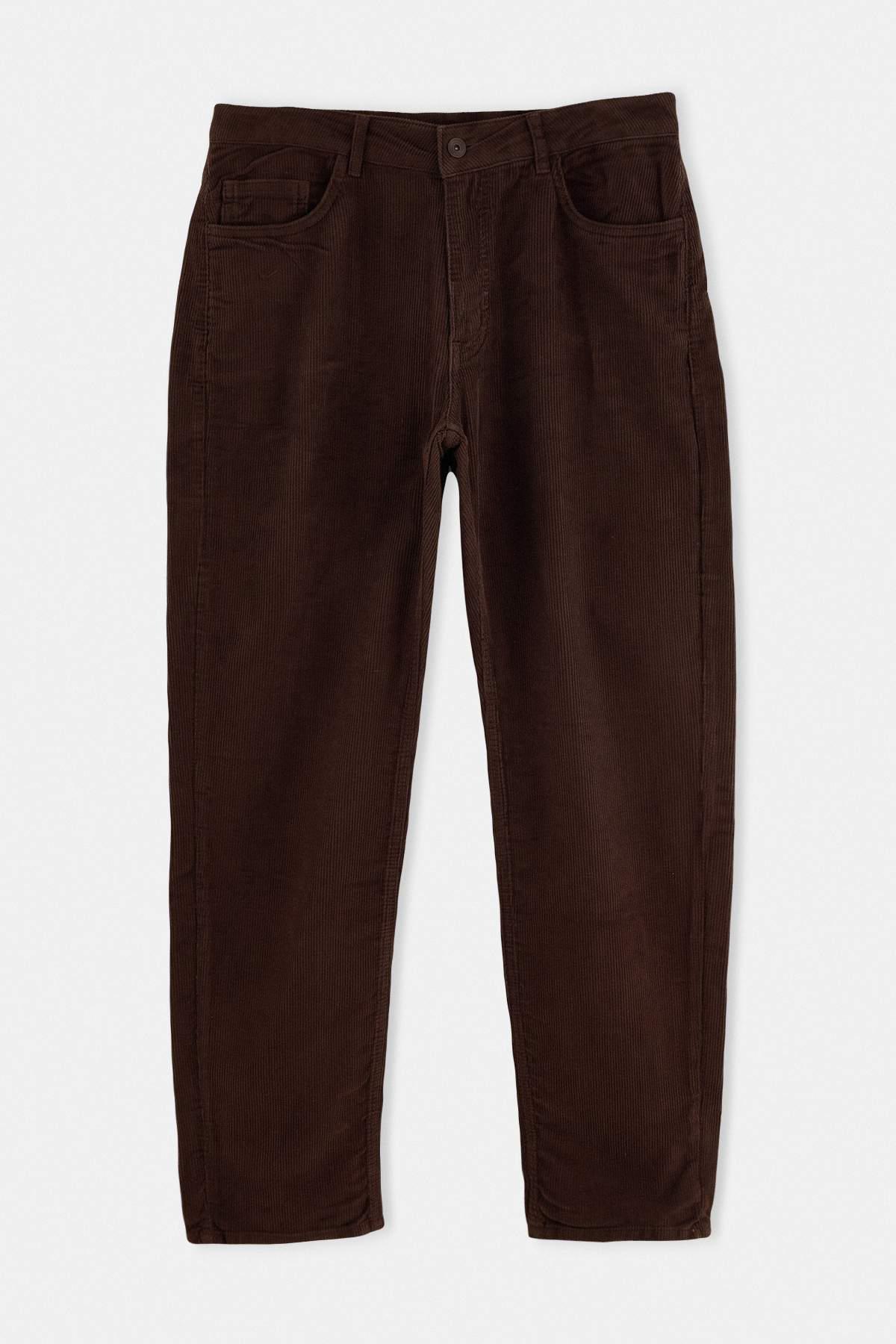 TRENDYOL MAN Herren Braun Einfarbig Gerade Normale Taille Hosen