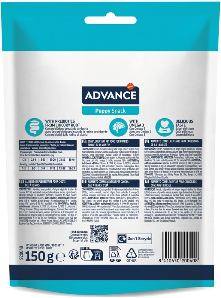 Advance Snack Dog Puppy 150G
