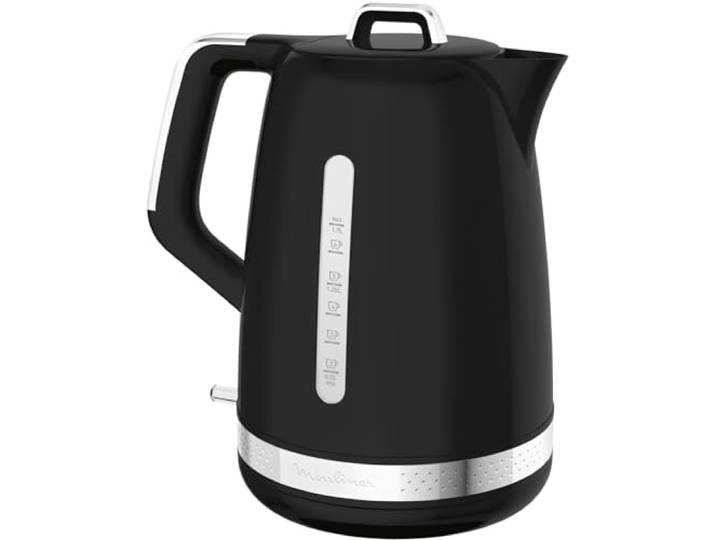 Moulinex Bouilloire électrique 1\,7 L\, Design vintage\, Base 360°\, Couvercle articulé\, ébullition rapide\, Arrêt automatique\, Niveau d’eau\, Filtre anticalcaire\, Résistance cachée\, Soleil noir BY320B10