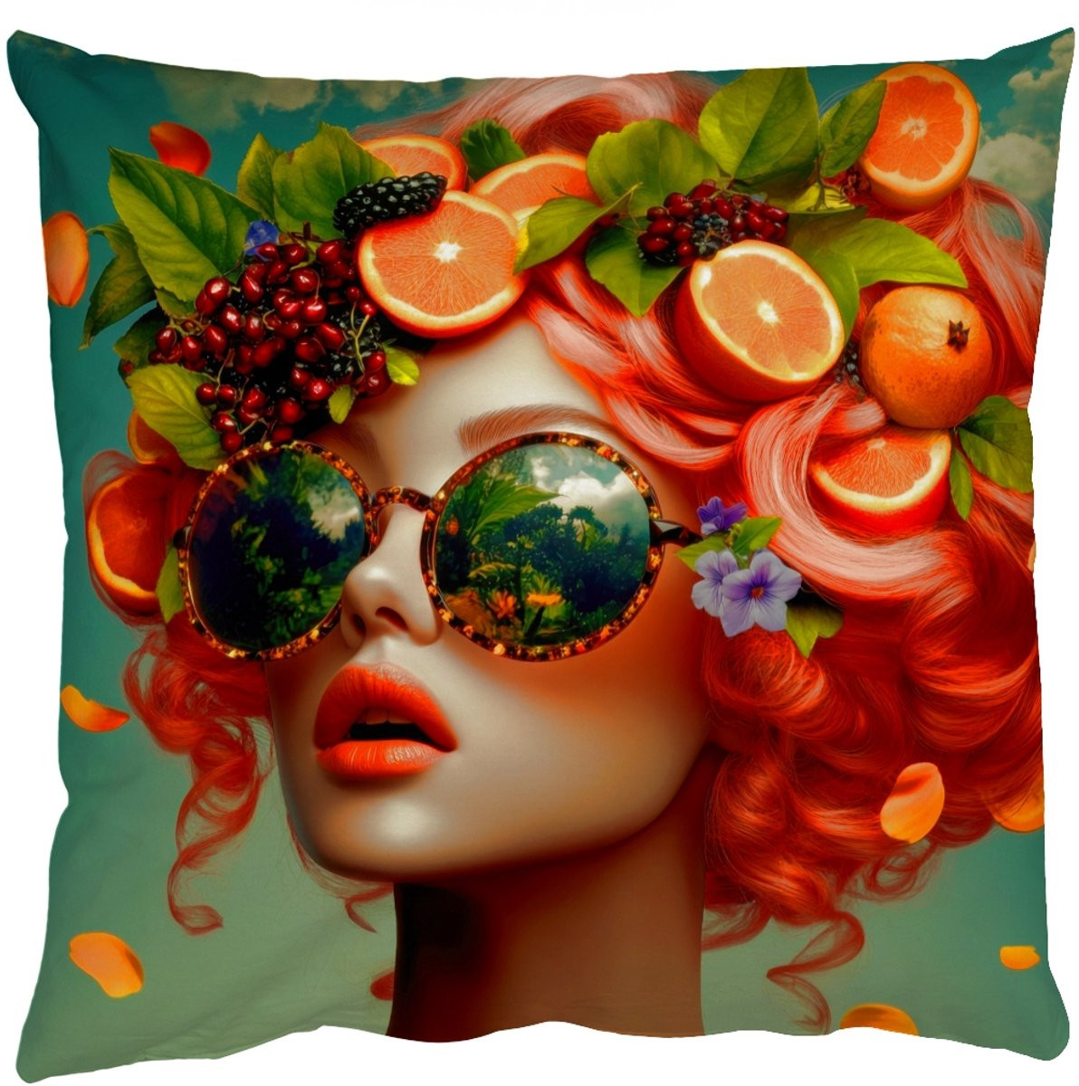 PillowMonkey Sierkussen Vrouw Sinaasappel Bessen Oranje 45 x 45 cm