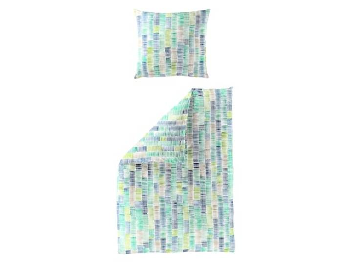 Bierbaum Mako Satin Bettwäsche 2 TLG. 135x200cm Pinselstrich Streifen Türkis Grün Blau Reißverschluss