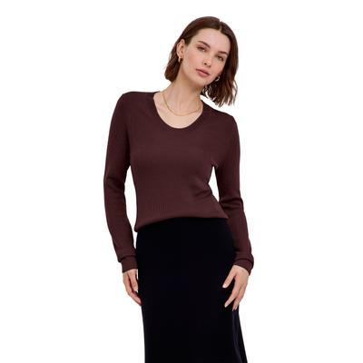 Strickpullover FALKE "Ultrafine Merino Wool", Damen, Gr. M, schwarz choco (5162), Pullover Strickpullover