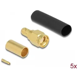 Delock RP-SMA Stecker zum Crimpen LMR200 mit passendem Schrumpfschlauch, Antennenkabel