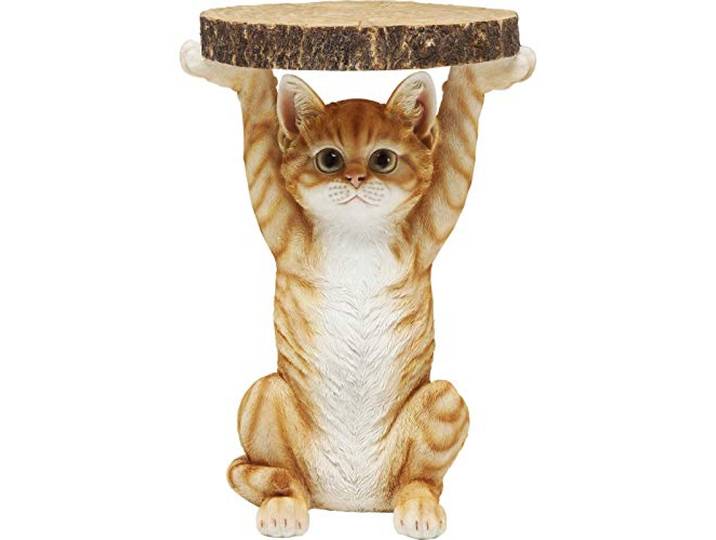 Kare Design Beistelltisch Animal Ms Cat, Mehrfarbig, 33cm Durchmesser, Beistelltisch, Katzen Motiv, rund, 52x35x33 cm (H/B/T)