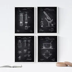 POSTER Set mit 4 Schwarz Apotheke Patent A4 Rahmenlos