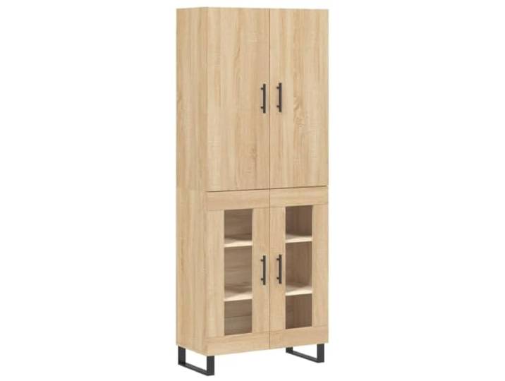 Kaorsrow Highboard Sonoma-Eiche 69,5x34x180 cm Schrank 2-teilig Elegantes Highboard fürs Wohnzimmer mit Glastüren und robusten Metallfüßen für stilvolle Ordnung.