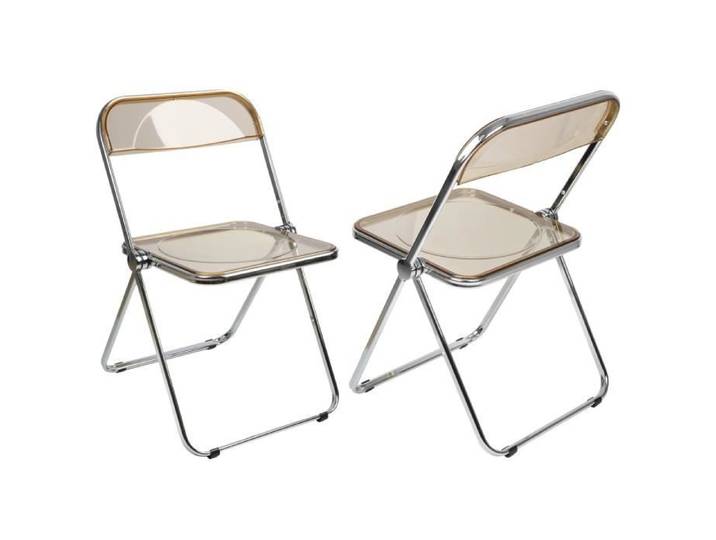 Lot de 2 chaises pliantes de loisirs - AGNESG - Ambre - Plaque acrylique + métal - 120 kg