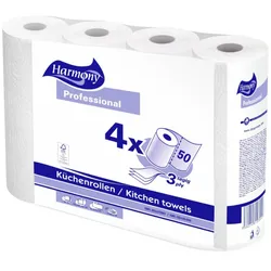 VEPATIM 4x Küchenrollen Harmony Professional 3-lagig 50 Blatt FSCR-zertifiziert