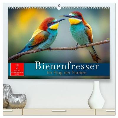 Bienenfresser - im Flug der Farben (hochwertiger Premium Wandkalender 2027 DIN A2 quer), Kunstdruck in Hochglanz