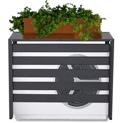 Alu Verkleidung für Klimaanlage/Wärmepumpe MCW-K59, Abdeckung Schutzgitter Pflanzenregal, Metall 73x90x38cm ~ grau