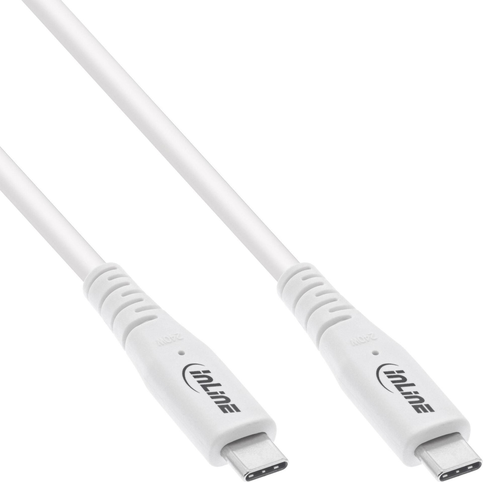 InLine USB4-kabel USB-C naar USB-C, PD 240W, 8K60Hz, TPE, wit, 0,5 meter