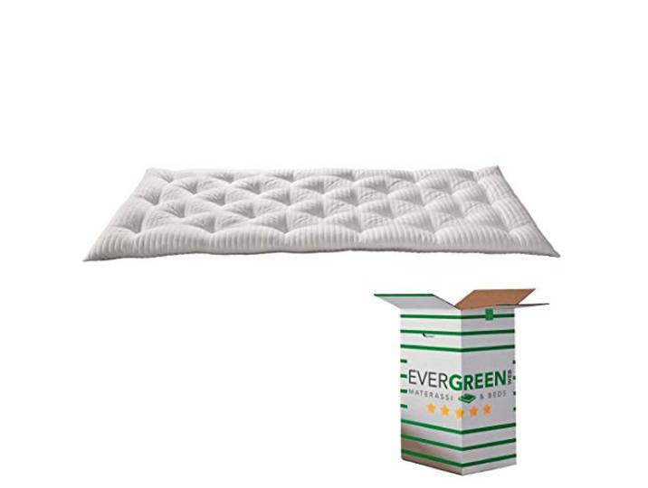 EVERGREENWEB Latex-Topper für einzelne Matratzen,7 cm hoch, Polsterung des Matratzenbezugs mit Latex-Schaumflocken, orthopädischer Futon mit 100% Weichheitseffekt und antibakterielles Futter90X190