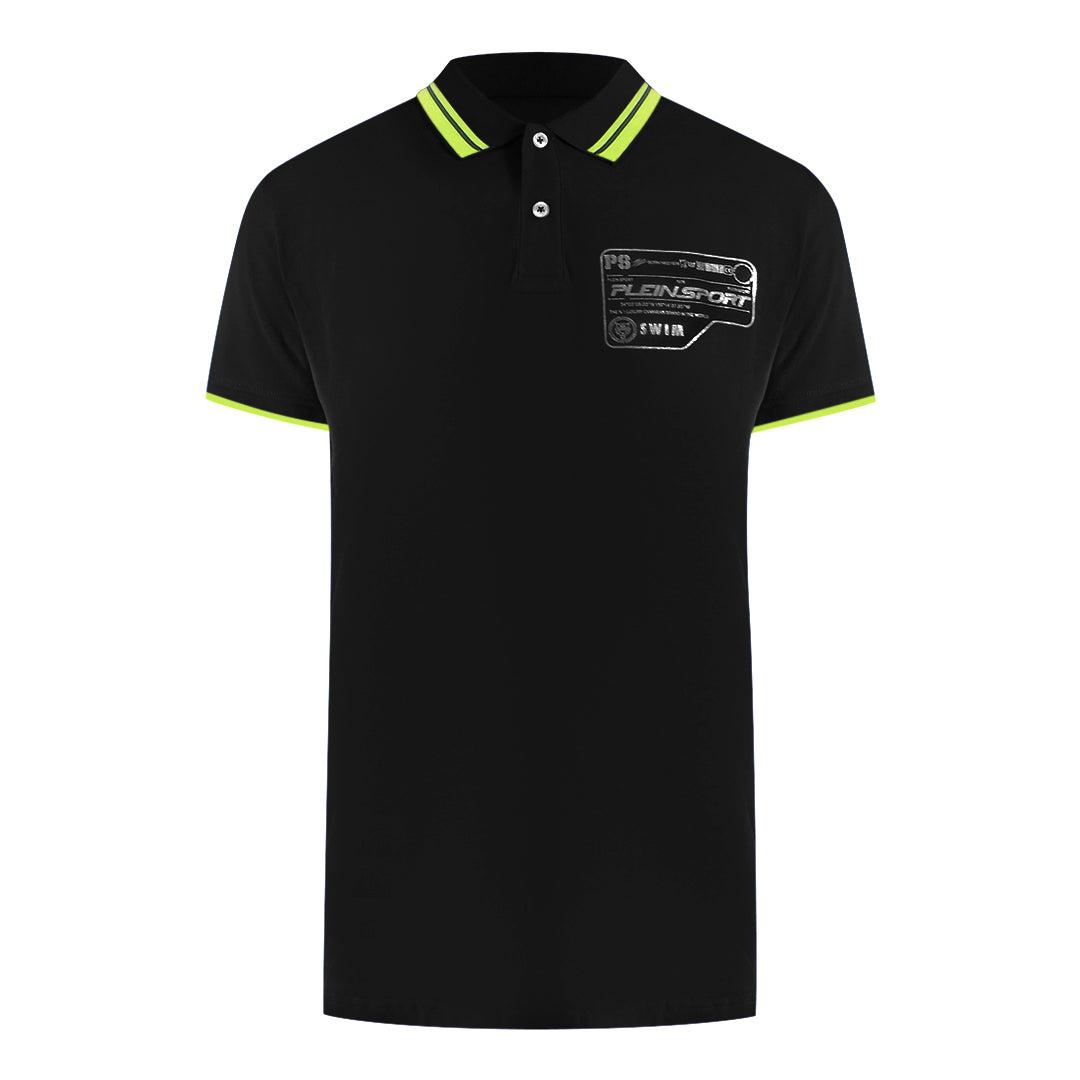 Schwarzes Polo-Shirt mit kurzem Arm und Kragen-Logo