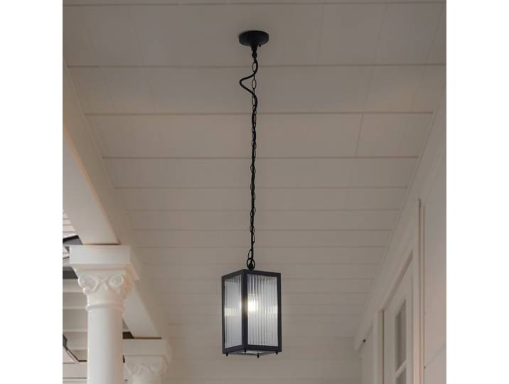 Bolgar suspension d'extérieur noir verre métal - Lindby - Terrasse - Moderne - À ampoule unique