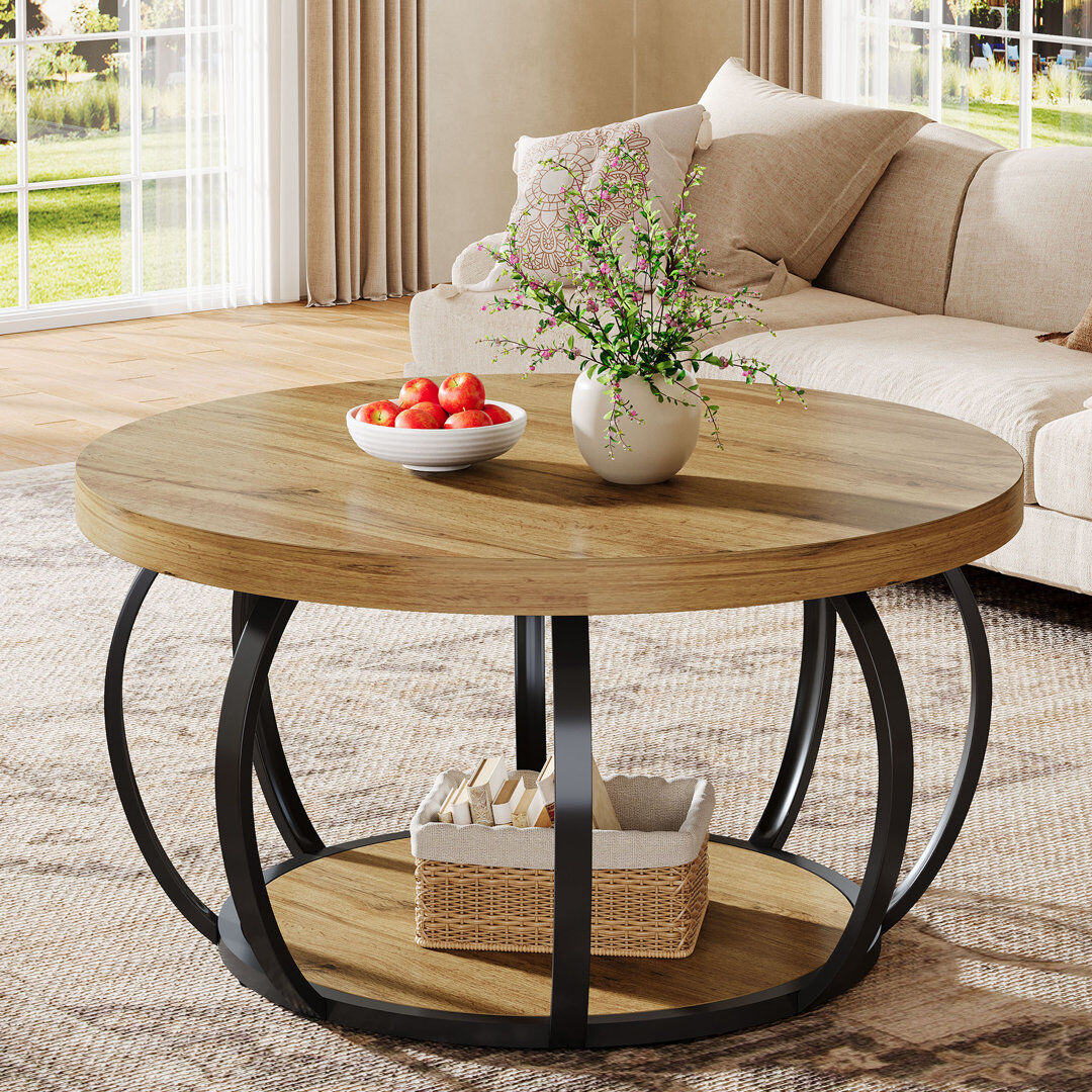 Blue Elephant Frame Coffee Table with Storage Walnut 45cm H X 80cm W X 80cm D