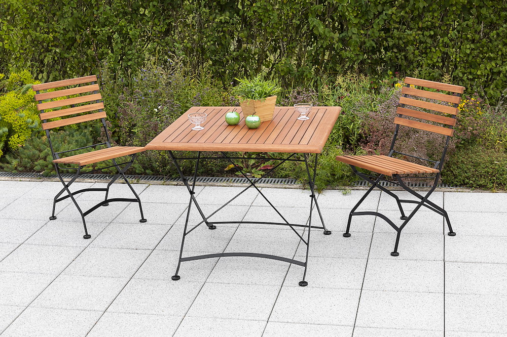 MERXXHANDELS Schlossgarten Set 3tlg 2 Stühle Klapptisch 90x90cm 16909218