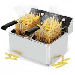 Equipementpro Elektrische Profi-Fritteuse 2x4L – 8L – 5 kW – Edelstahl