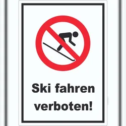 HB-Druck Ski fahren verboten Aufkleber A6 (105x148mm)