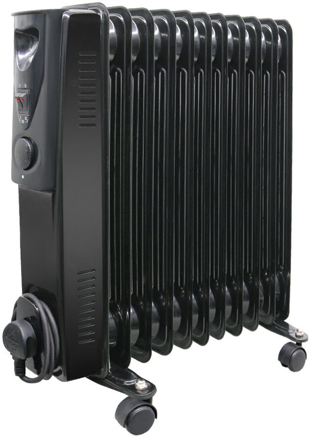 Belfry Heating Ned 2500W 11 Fin Oil Filled Radiator Portable Electric Heater with Thermostat Black 53cm H X 24cm W X 50cm D