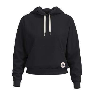 Kapuzensweatshirt CONVERSE "CHUCK PATCH HOODIE", Damen, Gr. L, schwarz (converse schwarz), Obermaterial: 80% Baumwolle, 20% Polyester, normal, Rundhals, angesetztes Bündchen, Sweatshirts, mit Rundhalsausschnitt, Langarm, aus Baumwolle und Polyester