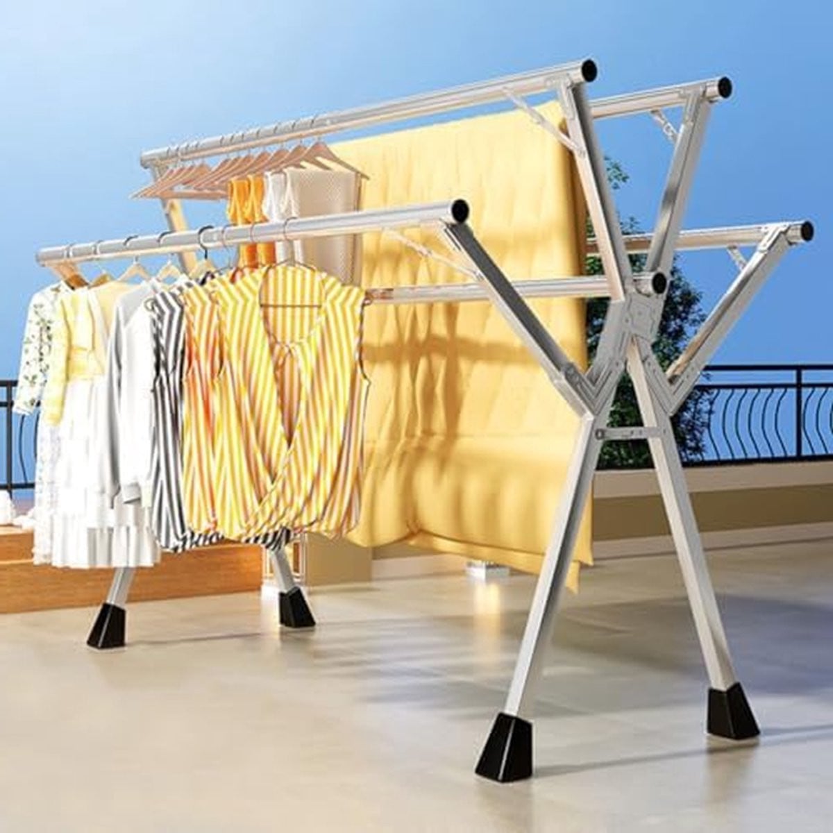 Wasrek XXL Zilver - Uitschuifbaar en opvouwbaar droogrek voor kleding - 2 m