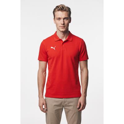 Poloshirt PUMA "TEAMGOAL CASUALS POLO", Herren, Gr. L, rot (puma rot, puma weiß), Piqué, Obermaterial: 100% Baumwolle, unifarben, regular fit normal, V-Ausschnitt, Shirts, Regular fit Passform, Kurzarm-Design, für Sport, 3-Knopf-Form